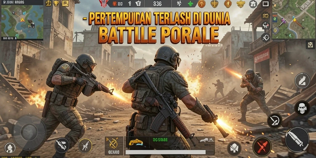 Tampilan screenshot utama 8364 menampilkan aksi seru dalam permainan Battle Royale.