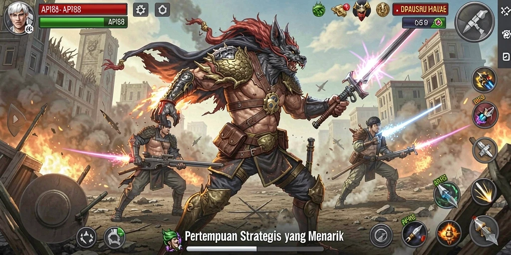 Tangkapan layar utama API88 menampilkan aksi pertempuran strategis yang mendebarkan.