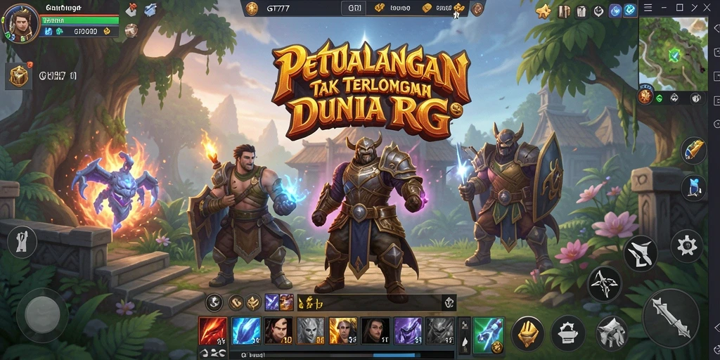 Screenshot gameplay GT777 yang menunjukkan pertempuran seru dan karakter unik.