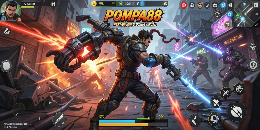 Gameplay POMPA88 yang menegangkan dan penuh aksi pertarungan.