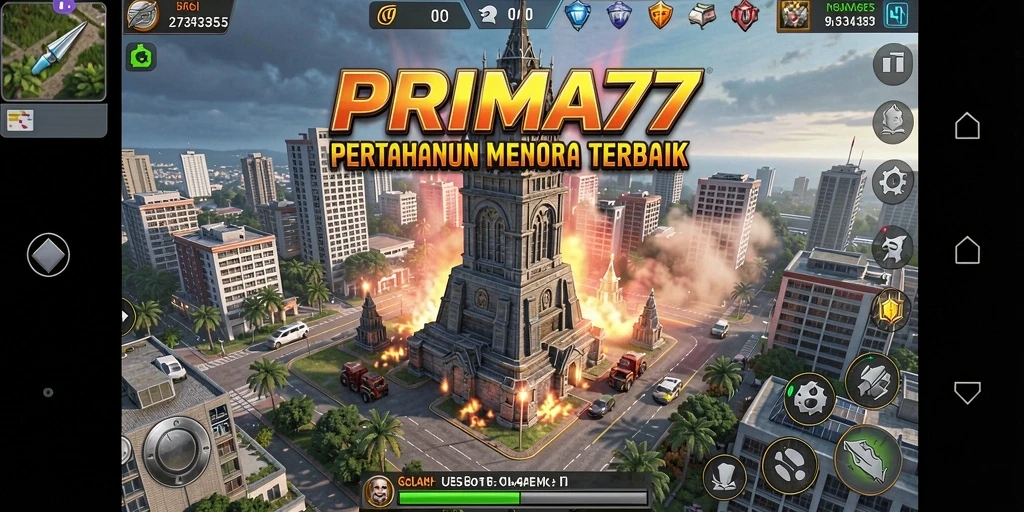 Tampilan menakjubkan dari gameplay Tower Defense di PRIMA77.