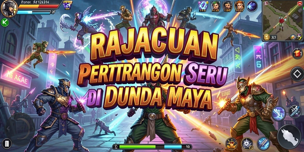 Tampilan gameplay dinamis dan pertarungan mendebarkan di RAJACUAN.