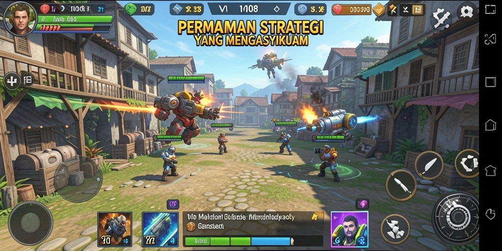Screenshot menunjukkan aksi seru dalam gameplay strategi.