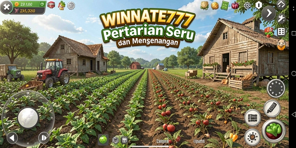 Skrinsut gameplay <strong>WINRATE777</strong> menampilkan kebun yang indah dan berwarna-warni.