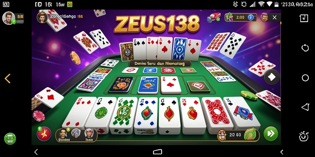Screenshot gameplay ZEUS138 menampilkan suasana bermain Domino yang seru.